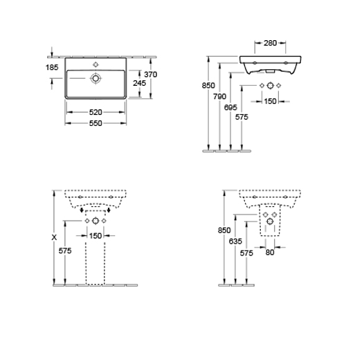 VILLEROY & BOCH AVENTO LAVABO 550 x 370 mm  4A005501 3