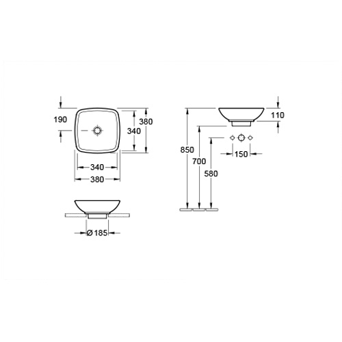 VILLEROY & BOCH LOOP & FRIENDS LAVABO 380 x 380 mm NADGRADNI  51490101 2