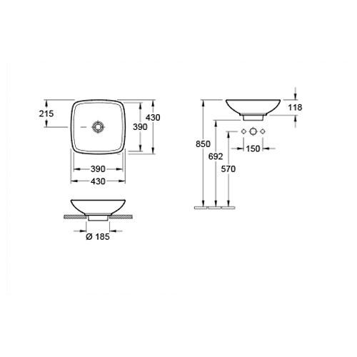 VILLEROY & BOCH LOOP & FRIENDS LAVABO 430 x 430 mm NADGRADNI  51491101 3