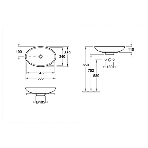 VILLEROY & BOCH LOOP & FRIENDS LAVABO 585 x 380 mm NADGRADNI  51510101 2