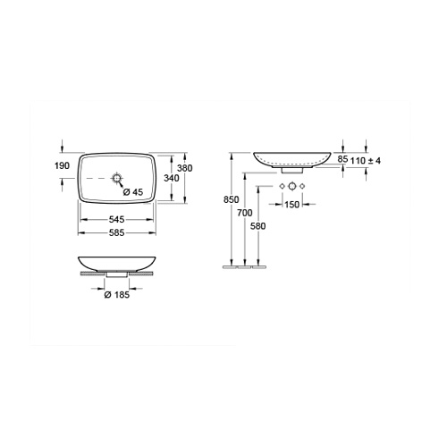 VILLEROY & BOCH LOOP & FRIENDS LAVABO 585 x 380 mm NADGRADNI  51540001 3