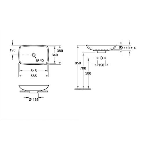 VILLEROY & BOCH LOOP & FRIENDS LAVABO 585 x 380 mm NADGRADNI  51540101 3