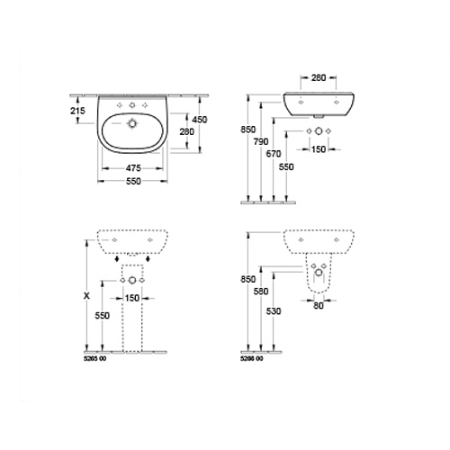 VILLEROY & BOCH O.NOVO LAVABO 550 x 450 mm  51605501 2