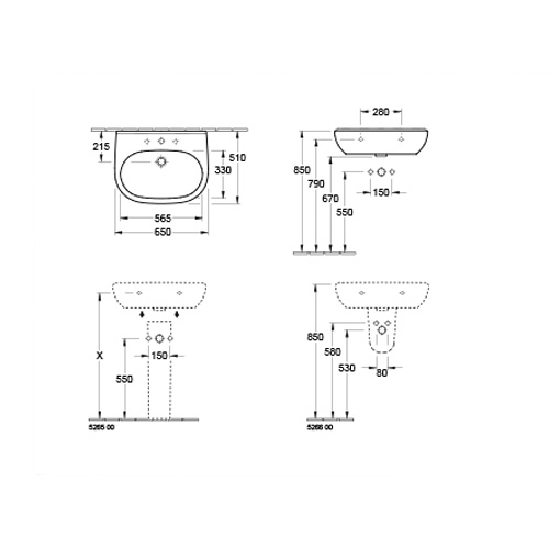 VILLEROY & BOCH O.NOVO LAVABO 650 x 510 mm  51606501 2