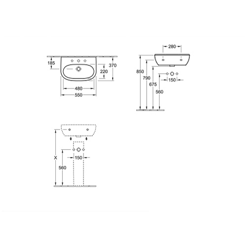 VILLEROY & BOCH O.NOVO LAVABO 550 x 370 mm  51665501 2