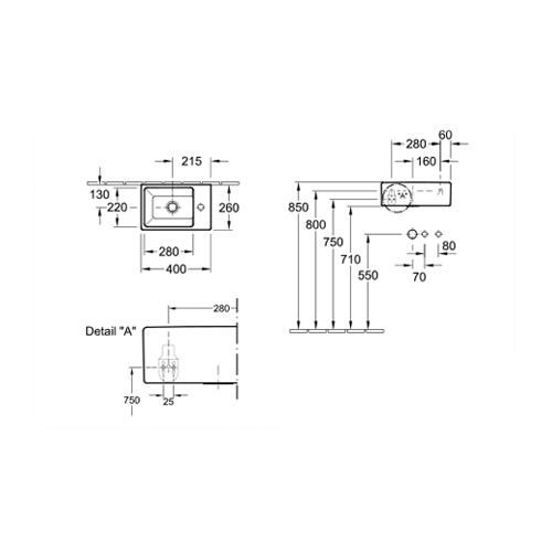 VILLEROY & BOCH MEMENTO LAVABO  400 x 260 mm  53334101 3