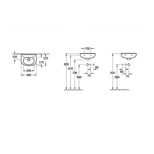 VILLEROY & BOCH O.NOVO LAVABO 360 x 275 mm  53603601 3