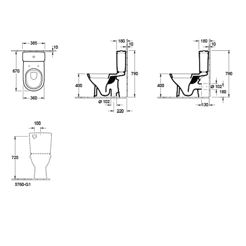 VILLEROY & BOCH O.NOVO MONOBLOK SIMPLON  56610101+5760G1 3