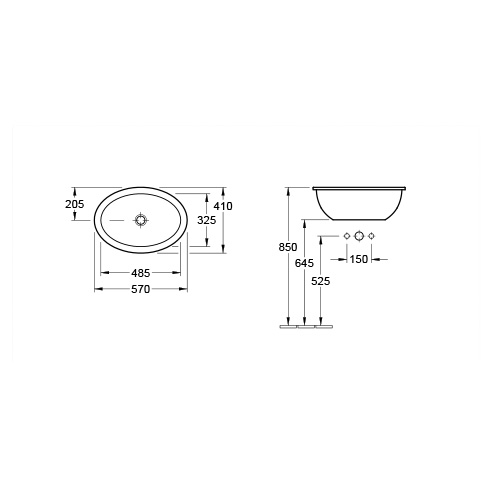 VILLEROY & BOCH LOOP & FRIENDS LAVABO 570 x 410 mm UGRADNI  61552001 3