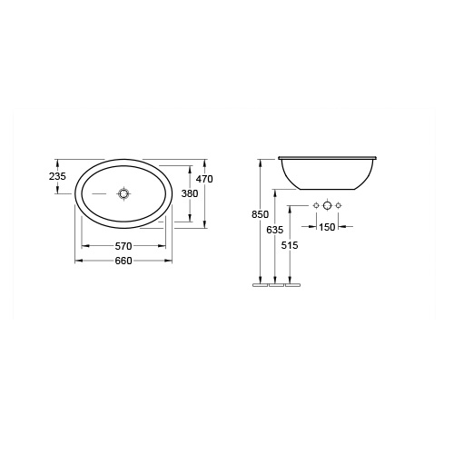 VILLEROY & BOCH LOOP & FRIENDS LAVABO 660 x 470 mm UGRADNI  61553001 2