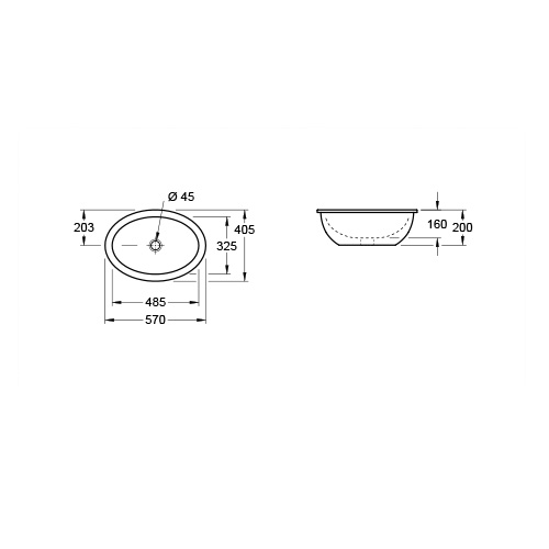 VILLEROY & BOCH LOOP & FRIENDS LAVABO 485 x 325 mm PODRGRADNI  61612001 2