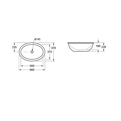 VILLEROY & BOCH LOOP & FRIENDS LAVABO 560 x 375 mm PODGRADNI  61613001 2