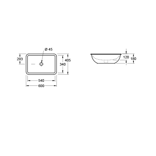 VILLEROY & BOCH LOOP & FRIENDS LAVABO 540 x 340 mm PODGRADNI  61630101 2