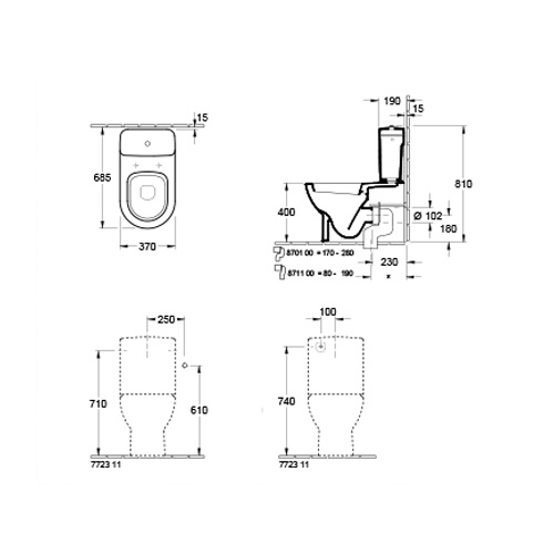 VILLEROY & BOCH SUBWAY WC ŠOLJA ZA MONOBLOK  66101001 2