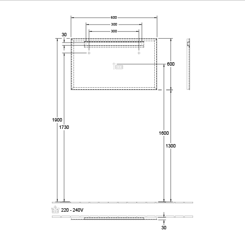 VILLEROY & BOCH MORE TO SEE OGLEDALO 600 x 600 x 30 mm + LED  A4306000 3