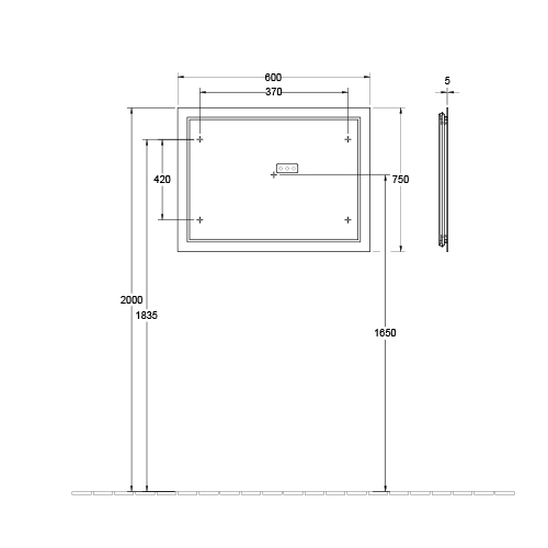 VILLEROY & BOCH FINION OGLEDALO 600 x 750 x 45 mm  F6006000 2