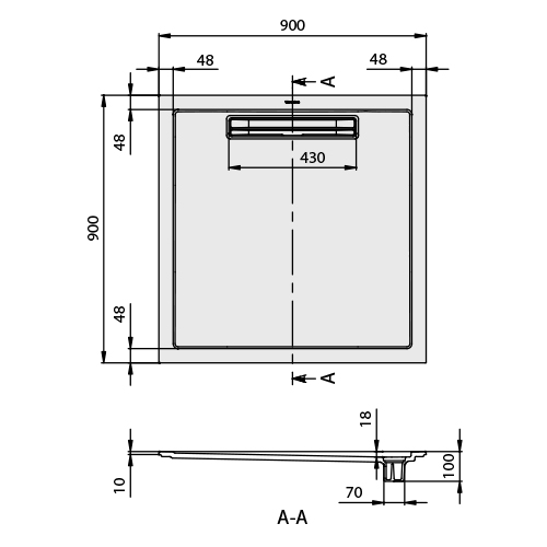 VILLEROY & BOCH SQUARO TUŠ KADA 900 x 900 x 18 mm SIVA  UDQ0910SQR1V-3S 2