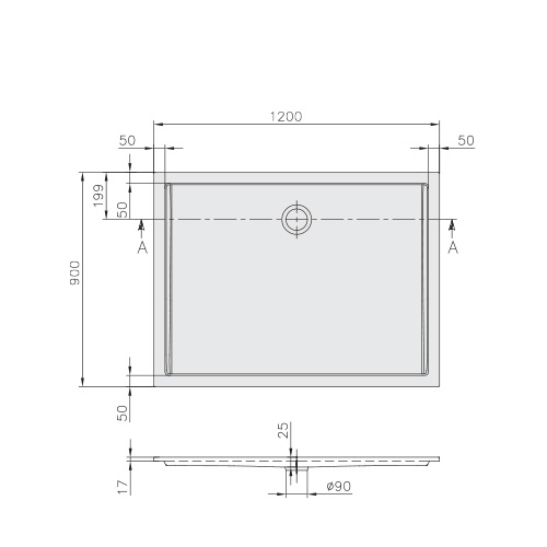 VILLEROY & BOCH FUTURION TUŠ KADA 1200 x 900 x 17 mm  UDQ1290FFL2V-01 2