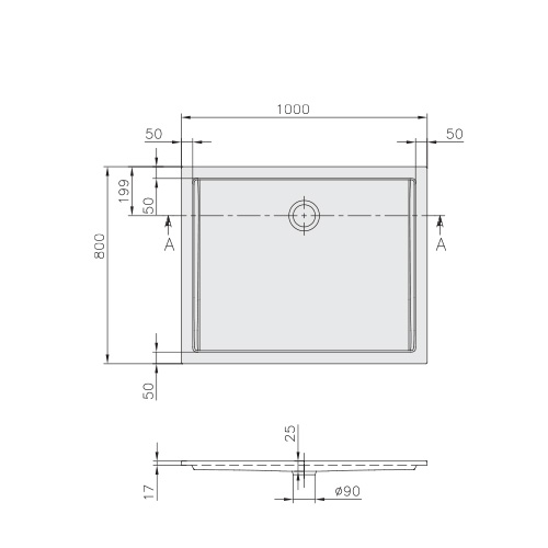 VILLEROY & BOCH FUTURION TUŠ KADA 1000 x 800 x 17 mm  UDQ1800FFL2V-01 2