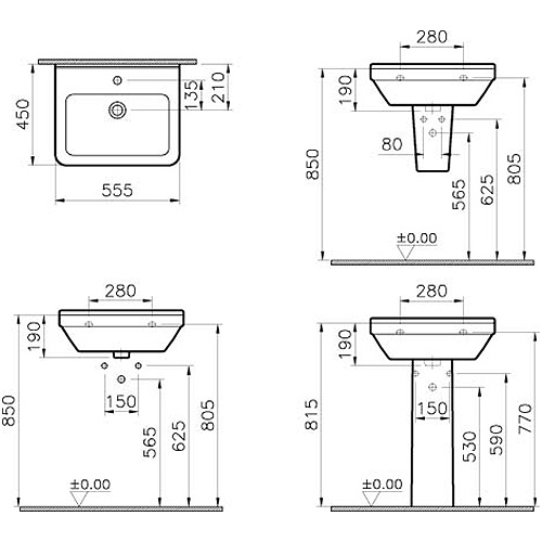 VITRA S50 LAVABO 55cm  5309L003-0001 2