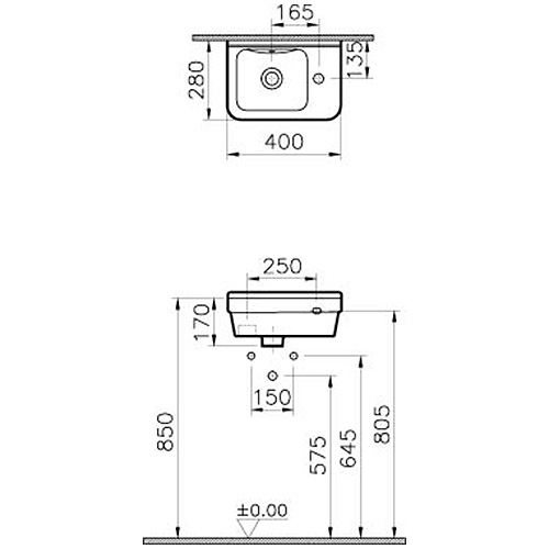 VITRA S50 LAVABO 40cm DESNI  5343L003-0029 2