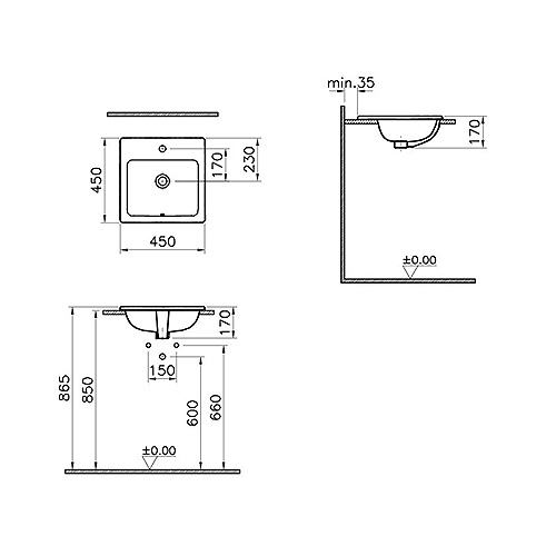 VITRA S20 LAVABO UGRADNI 45 cm  5463B003-0001 2