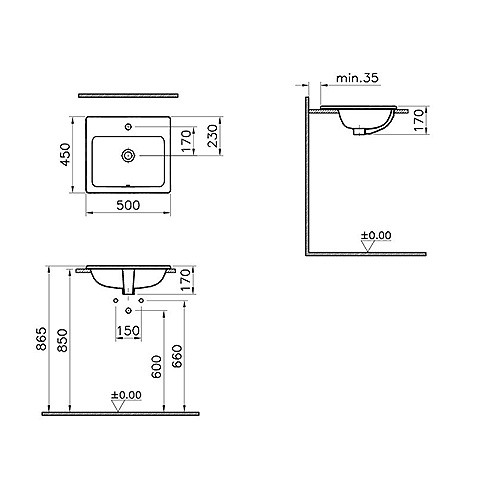 VITRA S20 LAVABO UGRADNI 50 cm  5464B003-0001 2