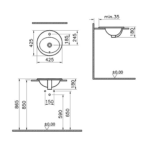 VITRA S20 LAVABO UGRADNI 43 cm  5466B003-0001 2