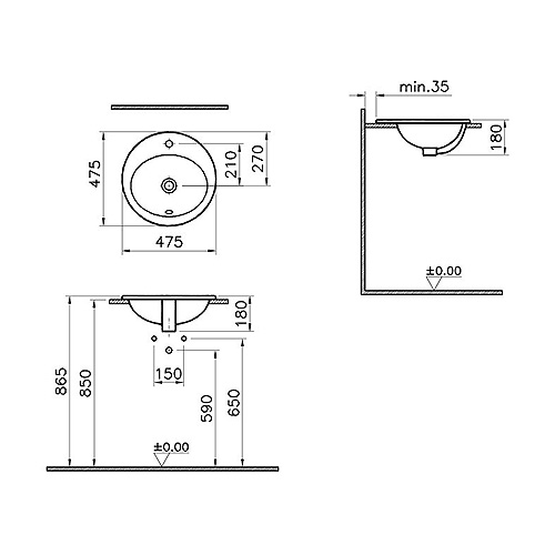 VITRA S20 LAVABO UGRADNI 48 cm  5467B003-0001 2