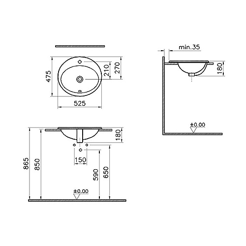 VITRA S20 LAVABO UGRADNI 53 cm  5468B003-0001 2