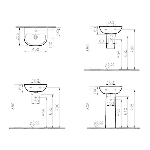 VITRA S20 LAVABO 45 cm  5500L003-0001 2