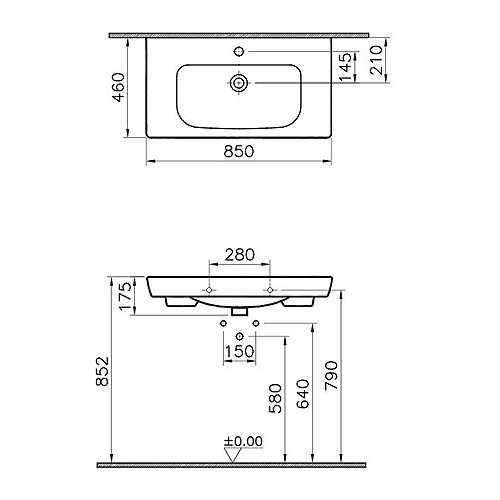 VITRA S20 LAVABO 85 cm  5523B003-0001 2