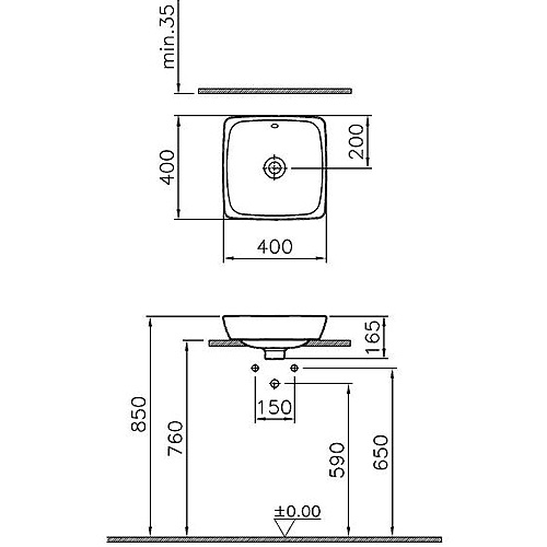 VITRA METROPOLE LAVABO 40 cm NADRGRADNI  5666B003-0012 2