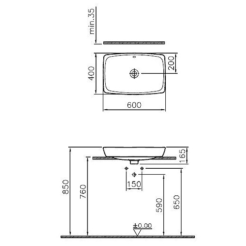 VITRA METROPOLE LAVABO 60 cm NADRGRADNI  5668B003-0012 2