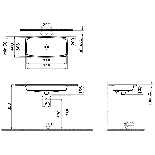 VITRA METROPOLE LAVABO 77 cm PODGRADNI  5669B003-1082 2