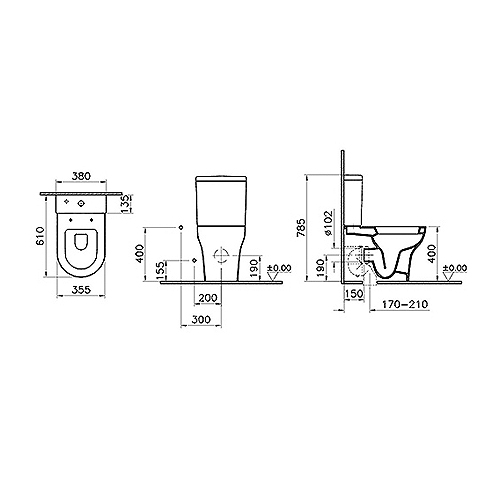 VITRA ZENTRUM MONOBLOK + WC DASKA  5780L003-0096 + 5783L003-0107 + 94-003-001 2