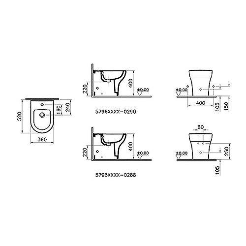 VITRA ZENTRUM BIDE BACK TO WALL  5796B003-0288 2