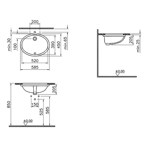 VITRA ARKITEKT LAVABO PODGRADNI 52cm  6069B003-0012 2