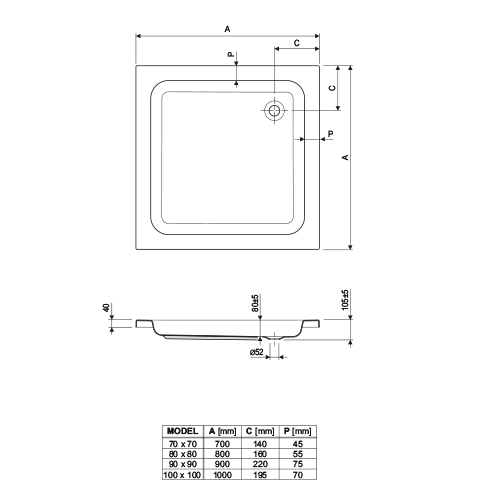 AQUAESTIL TUŠ KADA ODRA 100 x 100 cm  6070250 3