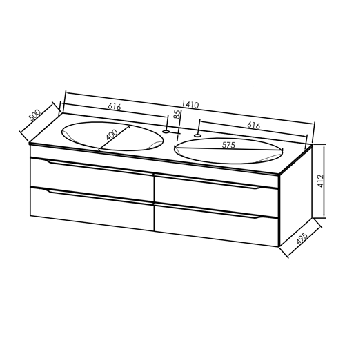 KOLPA SAN MALAYA LAVABO SA ORMARIĆEM 140 BEŽ  573650 2