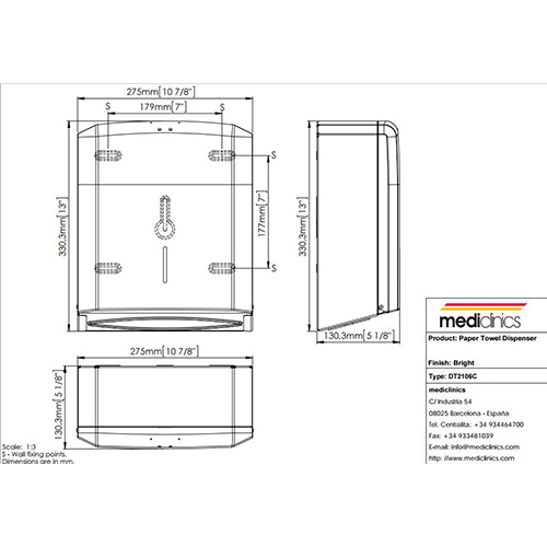 MEDICLINICS DISPENZER UBRUSA INOX S NE  DT2106C 2