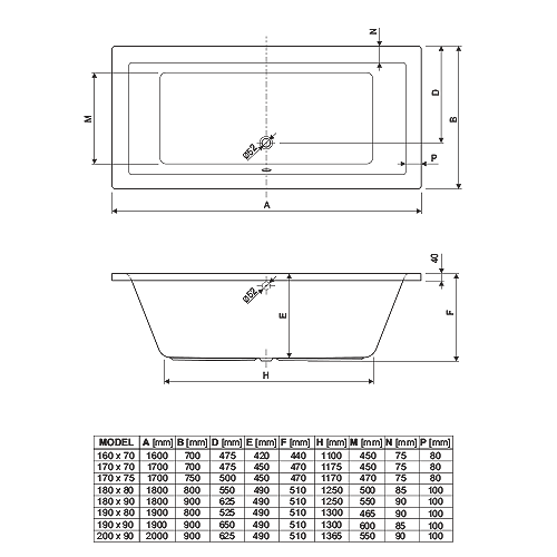 AQUAESTIL KADA PLANE 190 x 90 cm  6021510 3