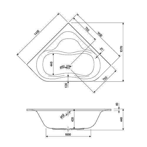 AQUAESTIL KADA PLITVICE 140 x 140 cm  6010000 3