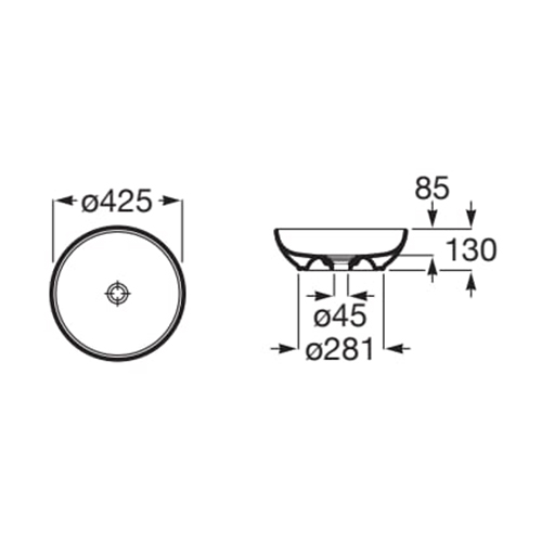 ROCA BOL LAVABO Ø425 CRNA  A32787M080 2