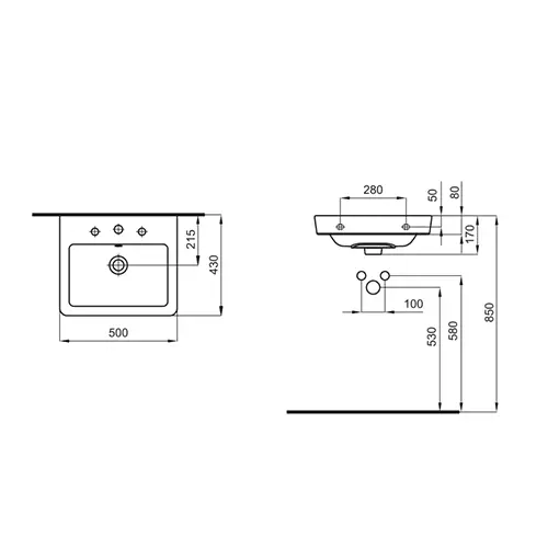 ROCA CASERTA LAVABO 550X430  A3270J3000 2