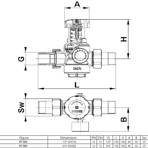 KOVINA REGULATOR (UMANJIVAČ) PRITISKA   3/4" SA MANOMETROM  RT 683 2