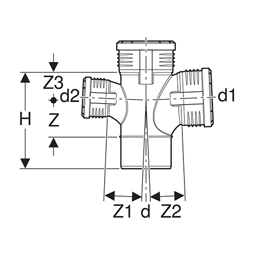 Geberit Silent-PP T-račva, dvostruka 110 / 110 / 110 2