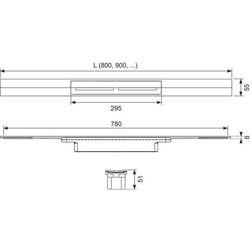 TECE DRAINPROFILE CRNA HROM SJAJ 1000 KANALICA  671011 3