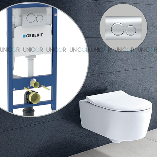 GEBERIT SET VILLEROY & BOCH AVENTO SOUL HROM TIPKA DELTA 20 WC ŠOLJA KONZOLNA SA SOFTCLOSE DASKOM 1