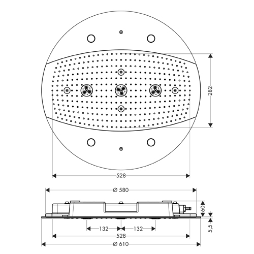 HANSGROHE RAINDANCE RAINMAKER 600 TUŠ RUŽA 3JET SA OSVETLJENJEM  26117000 2